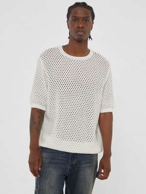 Guess Originals Crochet Sweater Wit | GUESS-SN30887