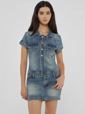 Guess Originals Denim Dress Blauw | GUESS-SN26754