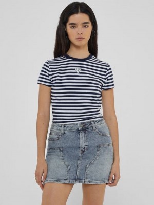 Guess Originals Eco Striped Baby Tee Blauw | GUESS-SN27230