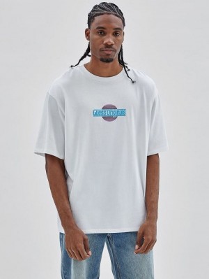 Guess Originals Eco Sunset Logo Tee Wit | GUESS-SN30483