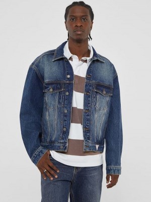 Guess Originals Kit Denim Trucker Jacket Blauw | GUESS-SN27908