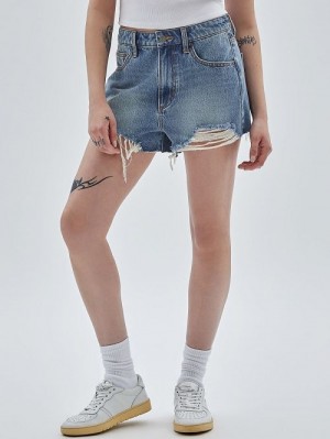 Guess Originals Kit Destroyed Denim Shorts Blauw | GUESS-SN26547