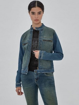 Guess Originals Moto Zip Up Jacket Blauw | GUESS-SN27867