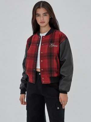 Guess Originals Plaid Varsity Jacket Zwart | GUESS-SN27907