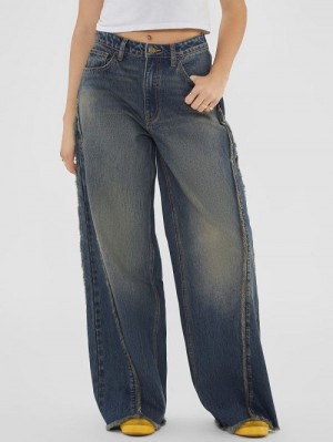 Guess Originals Raw Edge Wide Leg Blauw | GUESS-SN26535