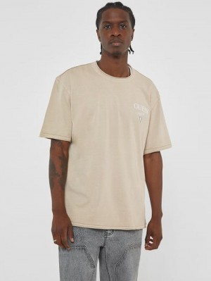 Guess Originals Stacked Logo Tee Beige | GUESS-SN30578