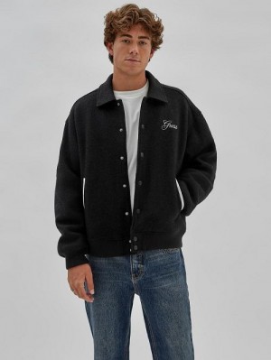 Guess Originals Wool-Blend Varsity Jacket Zwart | GUESS-SN30776