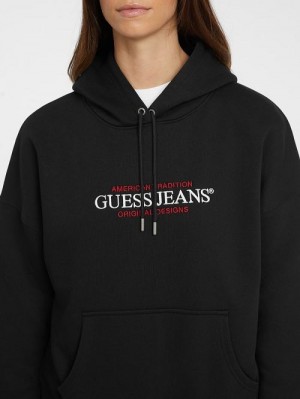 Guess Oversized American Tradition Hoodie Zwart | GUESS-SN28371