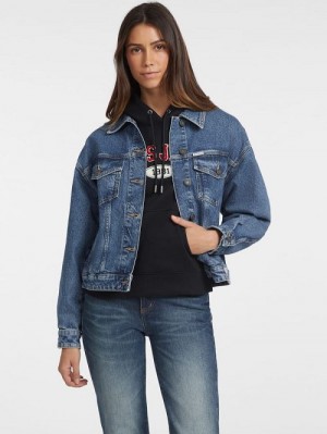 Guess Oversized Denim Trucker Jacket Blauw | GUESS-SN26695