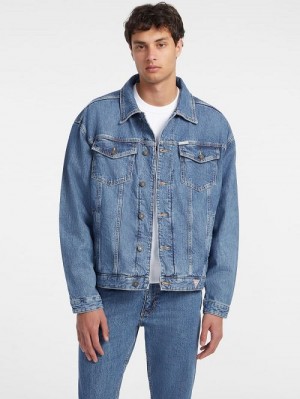 Guess Oversized Denim Trucker Jacket Blauw | GUESS-SN30817