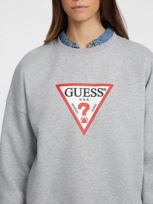 Guess Oversized Iconic Sweatshirt Grijs | GUESS-SN28352