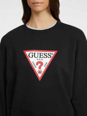 Guess Oversized Iconic Sweatshirt Zwart | GUESS-SN28364