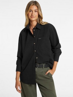 Guess Oversized Long-Sleeve Pocket Shirt Zwart | GUESS-SN27477