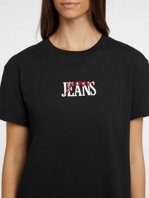 Guess Oversized Mixed Logo Tee Zwart | GUESS-SN27055