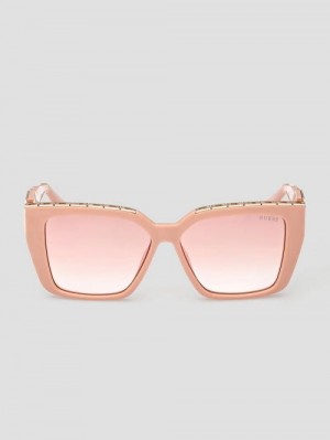 Guess Oversized Square G Chain Sunglasses Roze | GUESS-SN30045