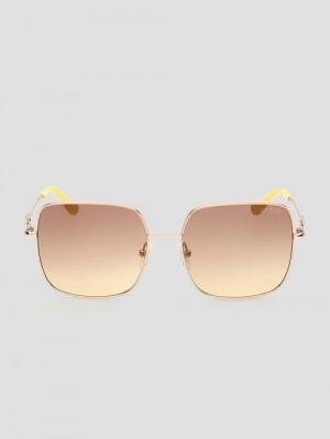 Guess Oversized Square G Metal Sunglasses Goud | GUESS-SN30049