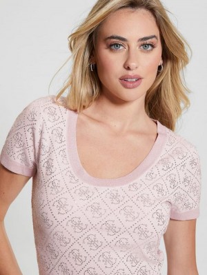 Guess Paige Quattro Rhinestone Top Roze | GUESS-SN27515