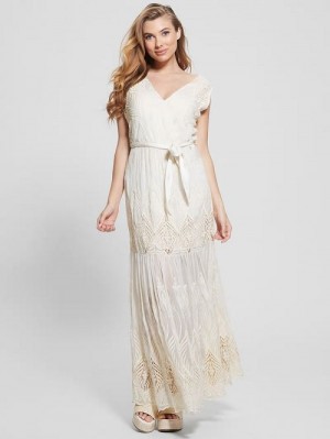 Guess Pam Embroidered Long Dress Wit | GUESS-SN26726
