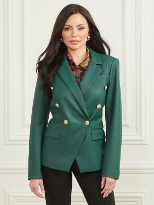 Guess Pamela Faux-Leather Blazer Groen | GUESS-SN27928
