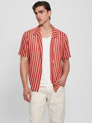 Guess Panama Stripe Shirt Rood | GUESS-SN31242