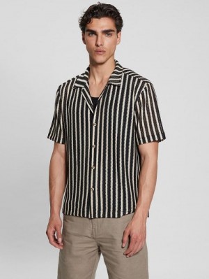 Guess Panama Stripe Shirt Zwart | GUESS-SN31213