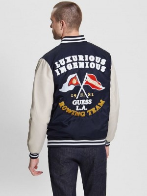 Guess Patch Varsity Jacket Blauw | GUESS-SN30717