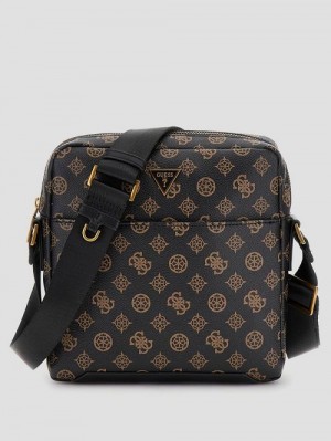 Guess Peony Eco Top-Zip Flat Crossbody Bruin | GUESS-SN31726