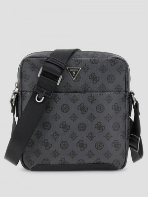Guess Peony Eco Top-Zip Flat Crossbody Zwart | GUESS-SN31701