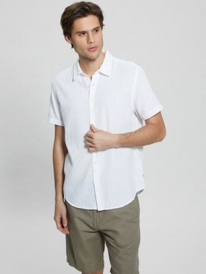 Guess Pillar Dobby Shirt Wit | GUESS-SN31189