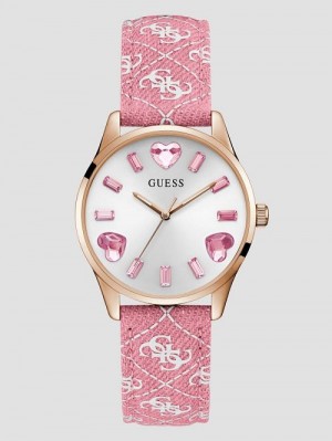 Guess Pink Denim Analog Watch Roze | GUESS-SN30038