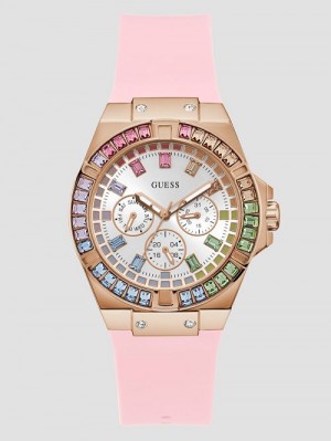 Guess Pink Multifunctional Silicon Watch Roze | GUESS-SN30043