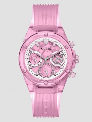 Guess Pink Transparent Multifunction Watch Roze | GUESS-SN30044