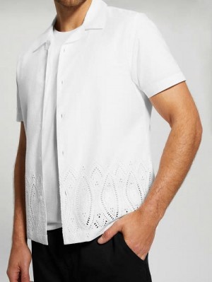 Guess Poplin Eyelet Shirt Wit | GUESS-SN31232