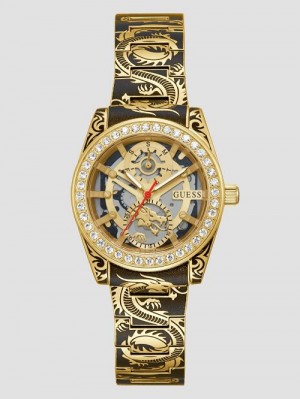 Guess Printed Gold-Tone Multifunction Watch Goud | GUESS-SN30009