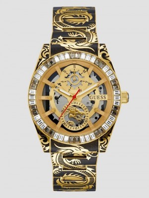 Guess Printed Gold-Tone Multifunction Watch Goud | GUESS-SN31659