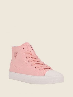 Guess Prinze High-Top Canvas Sneakers Roze | GUESS-SN29537