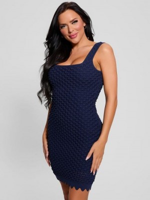 Guess Puruka Textured Sweater Dress Blauw | GUESS-SN26918