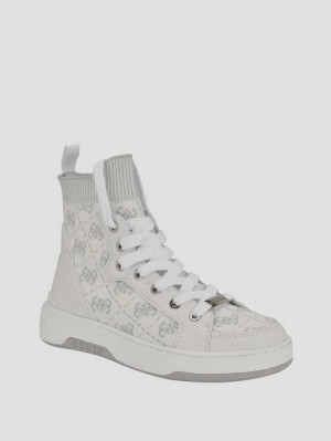 Guess Quattro G Knit High Top Sneakers Zwart Wit | GUESS-SN29562