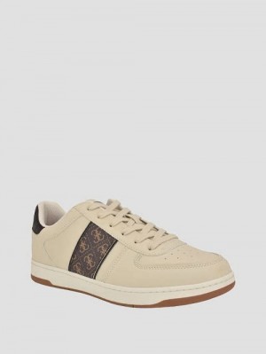Guess Quattro G Low-Top Sneakers Beige | GUESS-SN31878