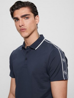 Guess Quattro G Tape Polo Blauw | GUESS-SN31285