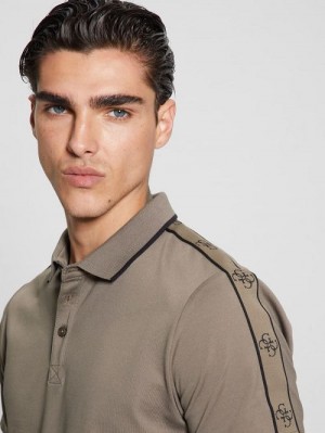 Guess Quattro G Tape Polo Bruin | GUESS-SN31309