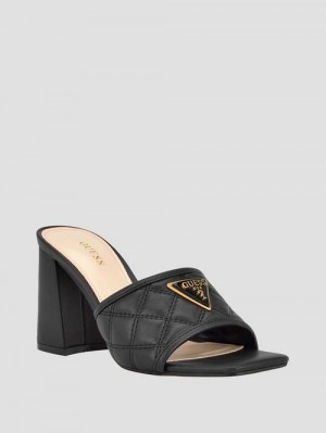 Guess Quilted Block Metallic Heels Zwart | GUESS-SN29636