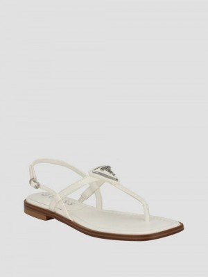 Guess Rainey T-Strap Sandals Wit | GUESS-SN29650