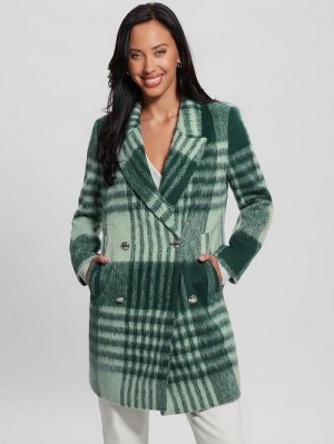 Guess Ramona Plaid Coat Groen | GUESS-SN27959