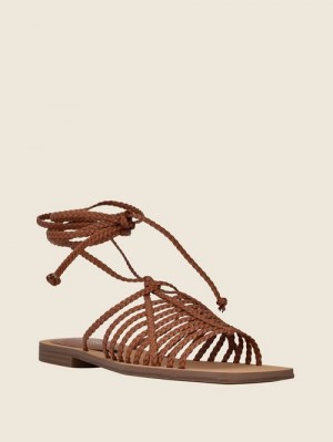 Guess Rayana Strappy Lace-Up Sandals Bruin | GUESS-SN29685