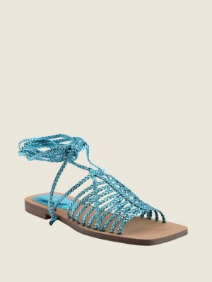 Guess Rayana Strappy Lace-Up Sandals Groen | GUESS-SN29686
