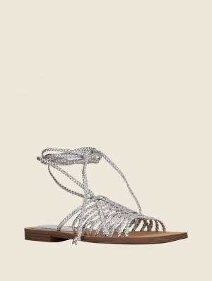 Guess Rayana Strappy Lace-Up Sandals Zilver | GUESS-SN29622