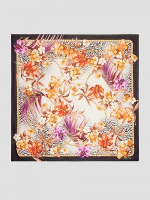 Guess Rebecca Printed Square Scarf Zwart | GUESS-SN30198