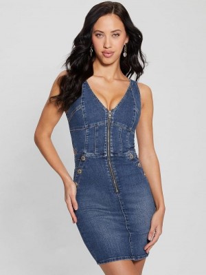 Guess Reina Denim Dress Blauw | GUESS-SN26668
