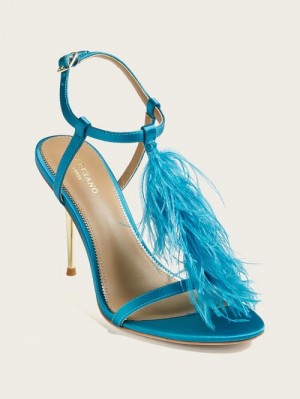 Guess Reyon Feather Satin Heel Blauw | GUESS-SN29832